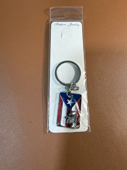 Puerto Rico Frog and Flag Keychain Coqui Souvenir Boricua Pride Enamel Key Ring