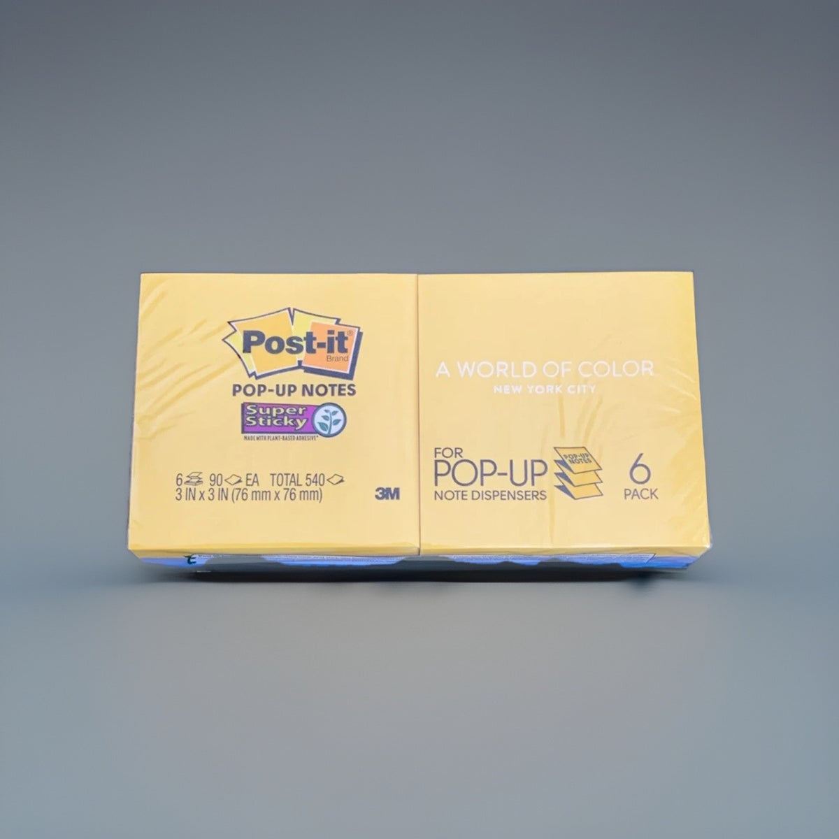 Post-it Super Sticky Pop-Up Notes 3x3 Random Color 6 Pack 90 Sheets 654-SSNO