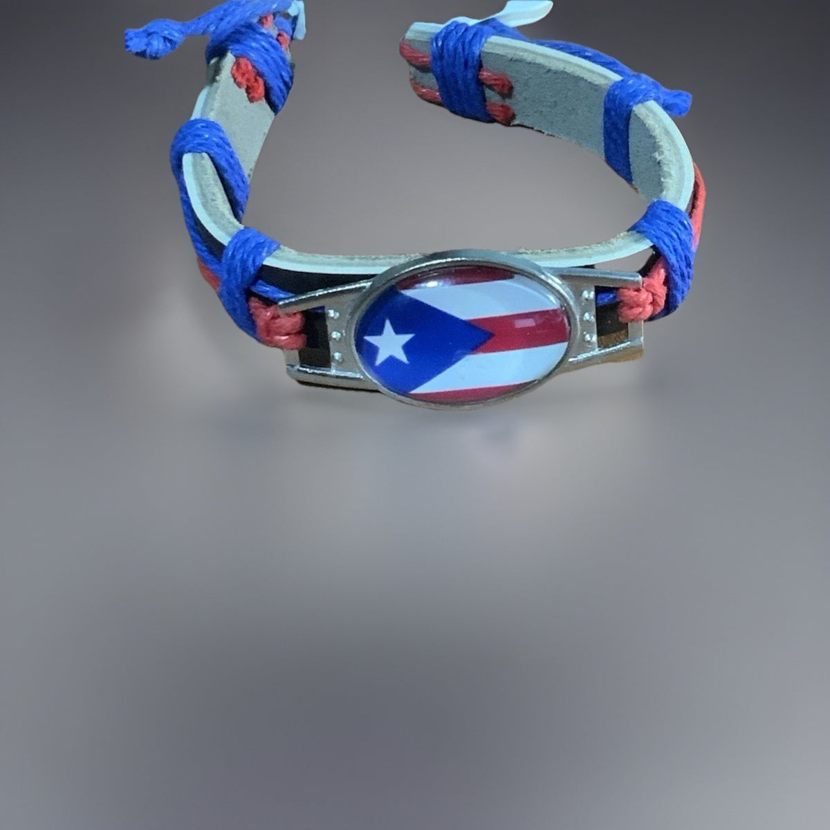 Puerto Rico Flag Leather Bracelet Oval
