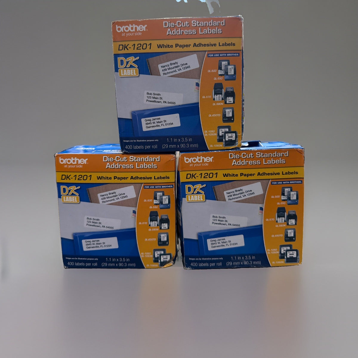 Brother DK-1201 (3-Pack) Die-Cut Standard Address Paper Label Rolls