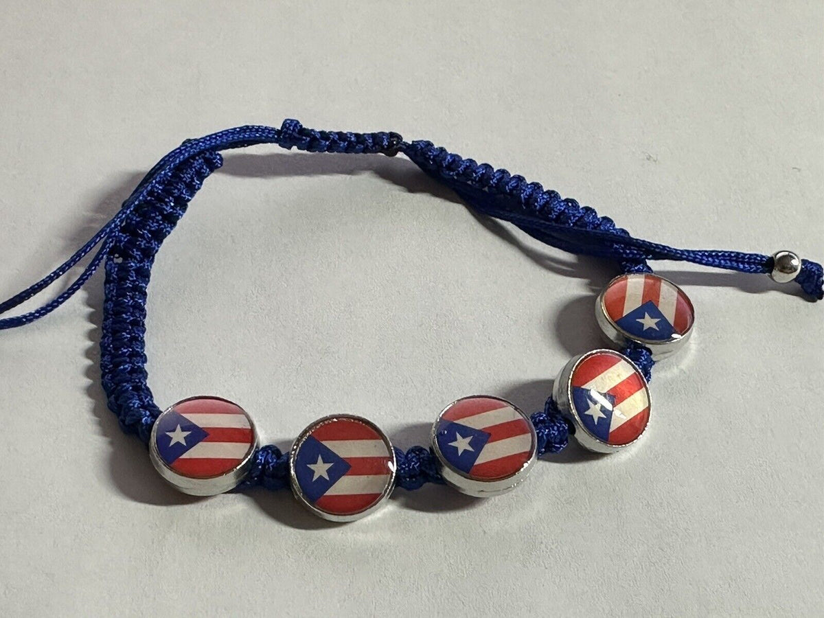 Puerto Rico Flag Macrame Bracelet Choose one color 