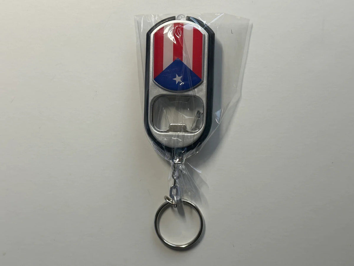 Puerto Rico Keychain with Led Light, Can Opener 
