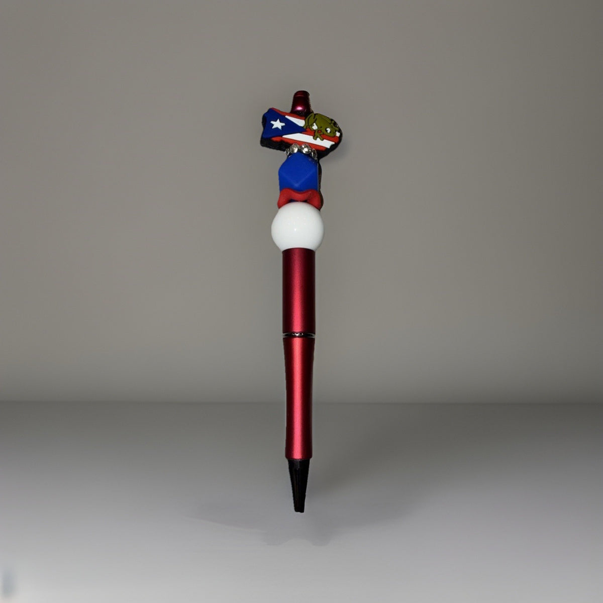 Puerto Rico Custom Handmade Beaded Pen PR Map with Flag and Coqui