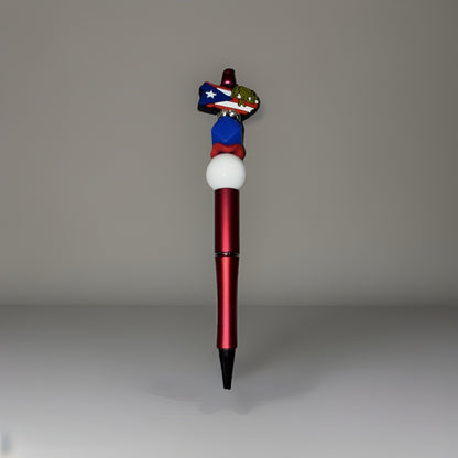 Puerto Rico Custom Handmade Beaded Pen PR Map with Flag and Coqui