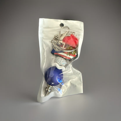 Puerto Rico Handmade Keychain Coqui Frog Flag Red Pom Pom Blue Bead Charm NEW