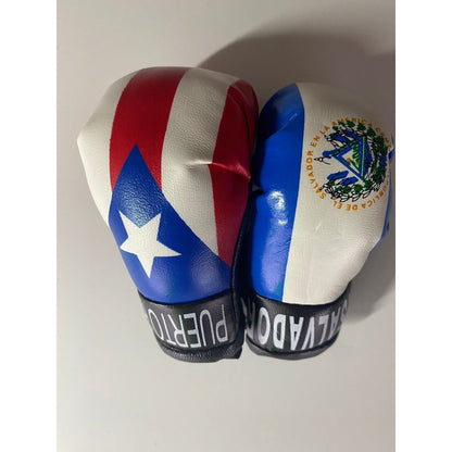 Puerto Rico and El Salvador Mini Boxing Gloves Flag Souvenir Hanging Car