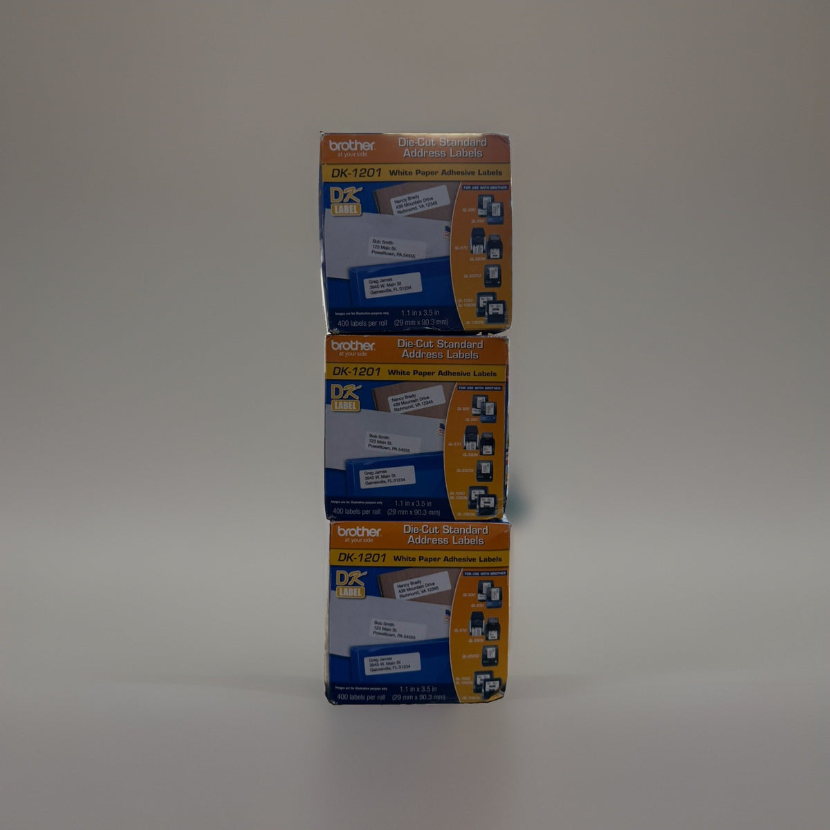 Brother DK-1201 (3-Pack) Die-Cut Standard Address Paper Label Rolls