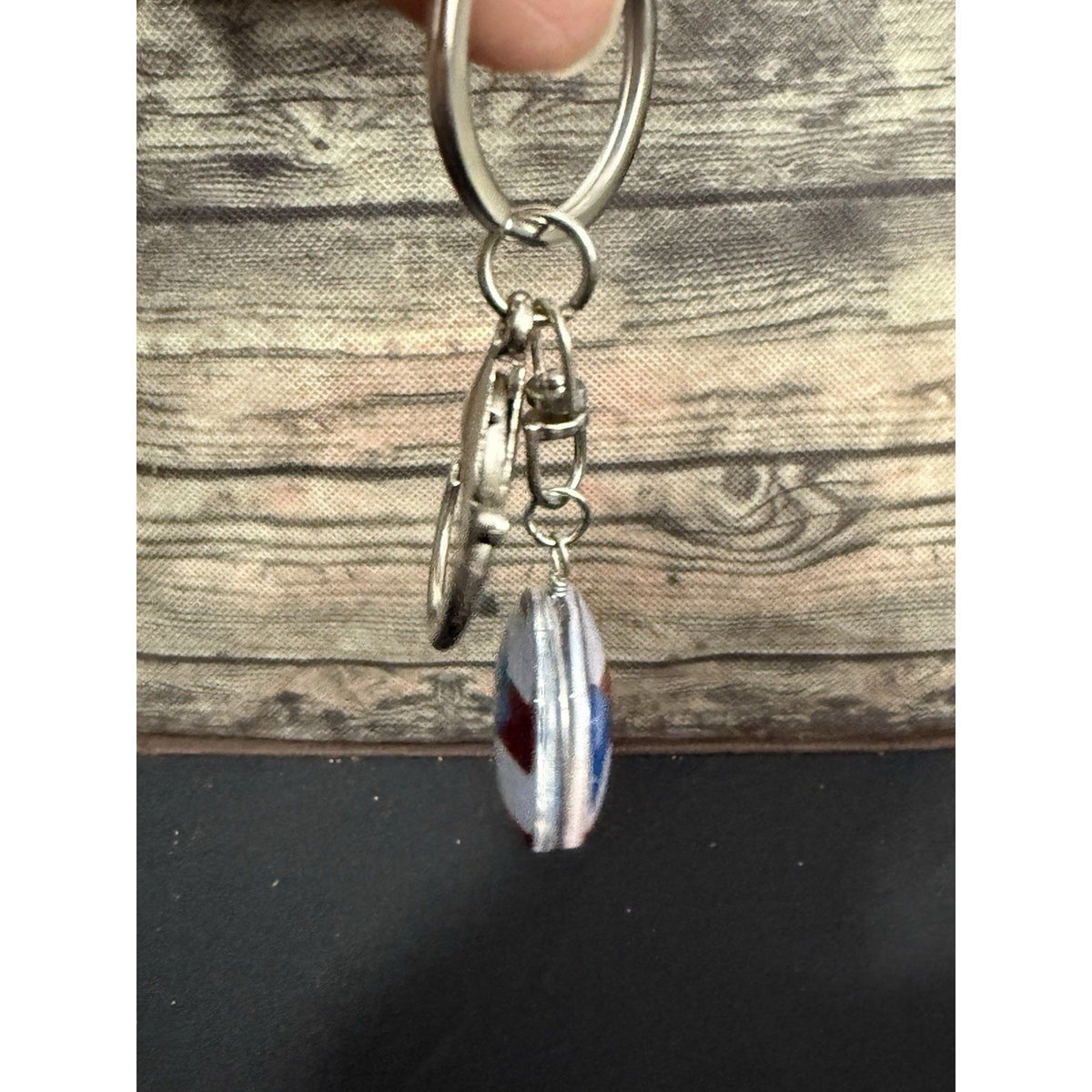 Puerto Rico Round Flag Keychain Metal Lobster Clasp Red White Blue Boricua