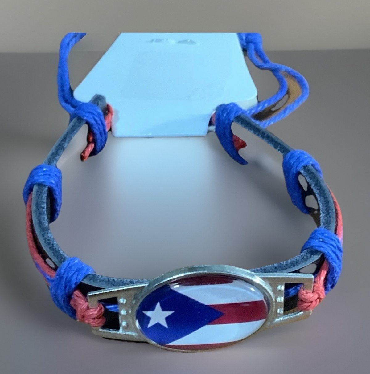 Puerto Rico Flag Leather Bracelet Oval