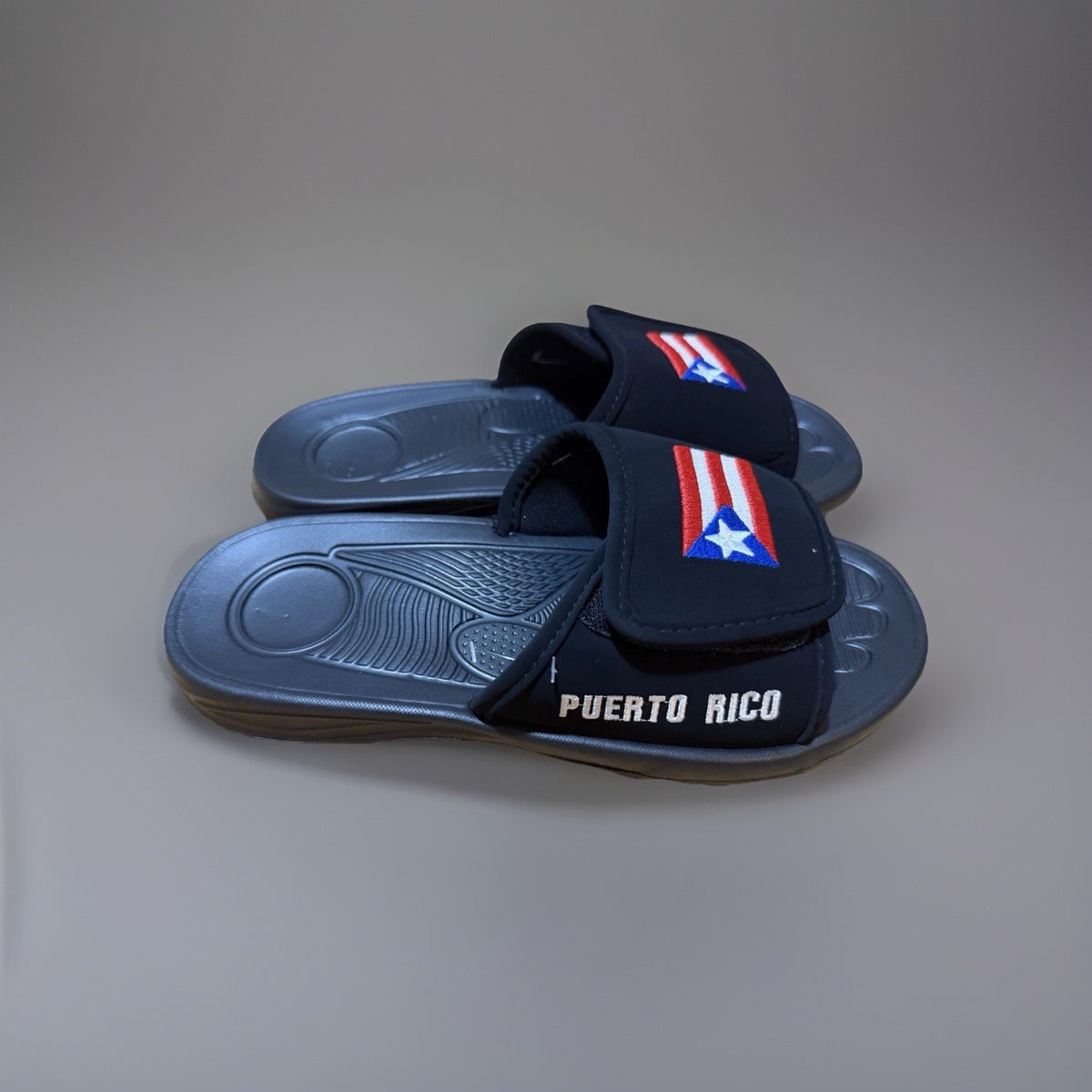Puerto Rico Flag Mens Black Rubber Slide Sandals Shoes Size 10 Casual Summer