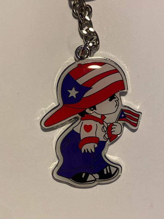 Puerto Rico Boricua Boy Keychain Multicolor Flag Pride Accessory Unisex