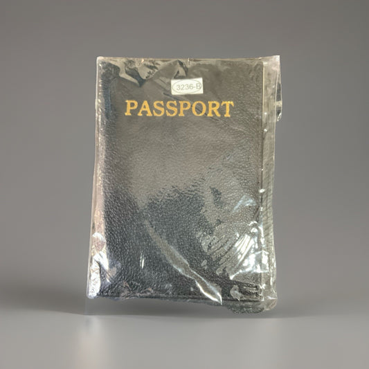 Unbranded Black Pebbled Passport Book Cover Travel Wallet Document Organizer