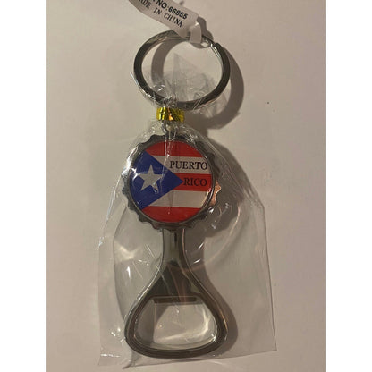 Rico Puerto Rico Flag Bottle Opener Keychain Mens Multicolor Metal Key Ring