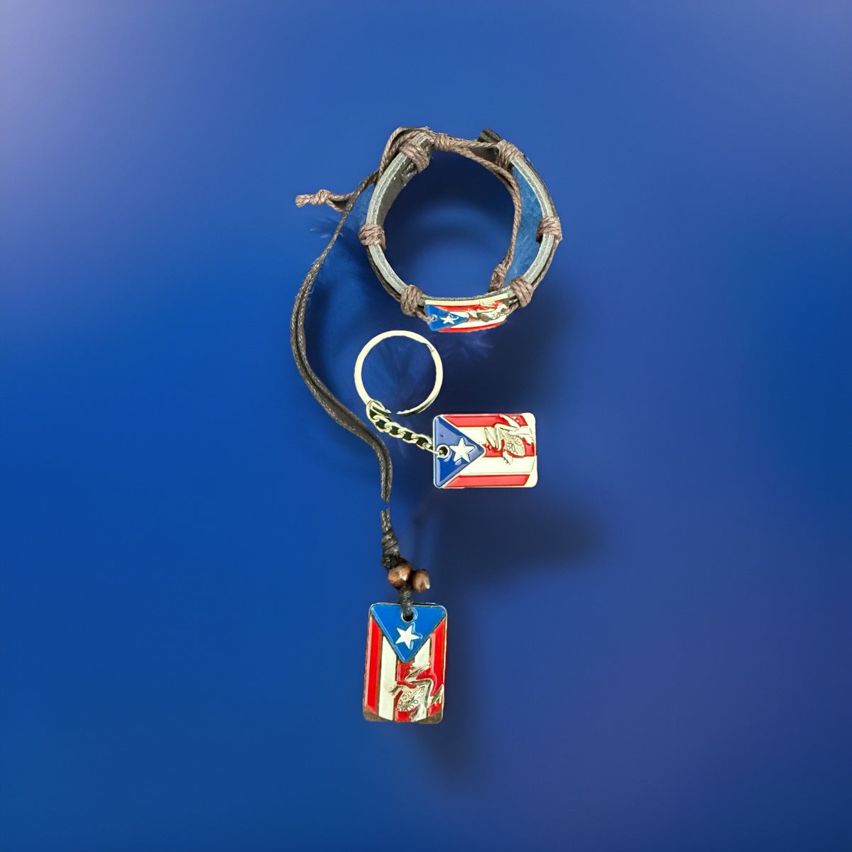 Puerto Rico Frog Lot Bracelet Necklace Keychain 3pc Set Coqui Flag Jewelry