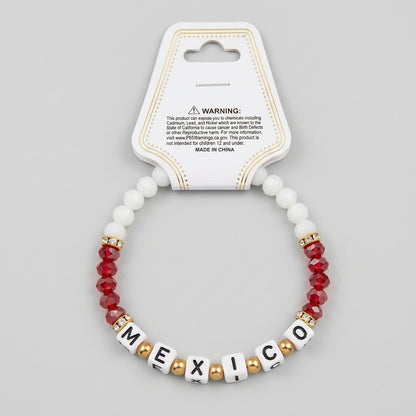 Mexico Beaded Letter Bracelet with National Colors & Lettering