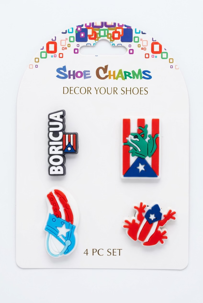 Clog Shoes Charms - Fun Shoe Decoration Sets (Boricua & Frog Styles)