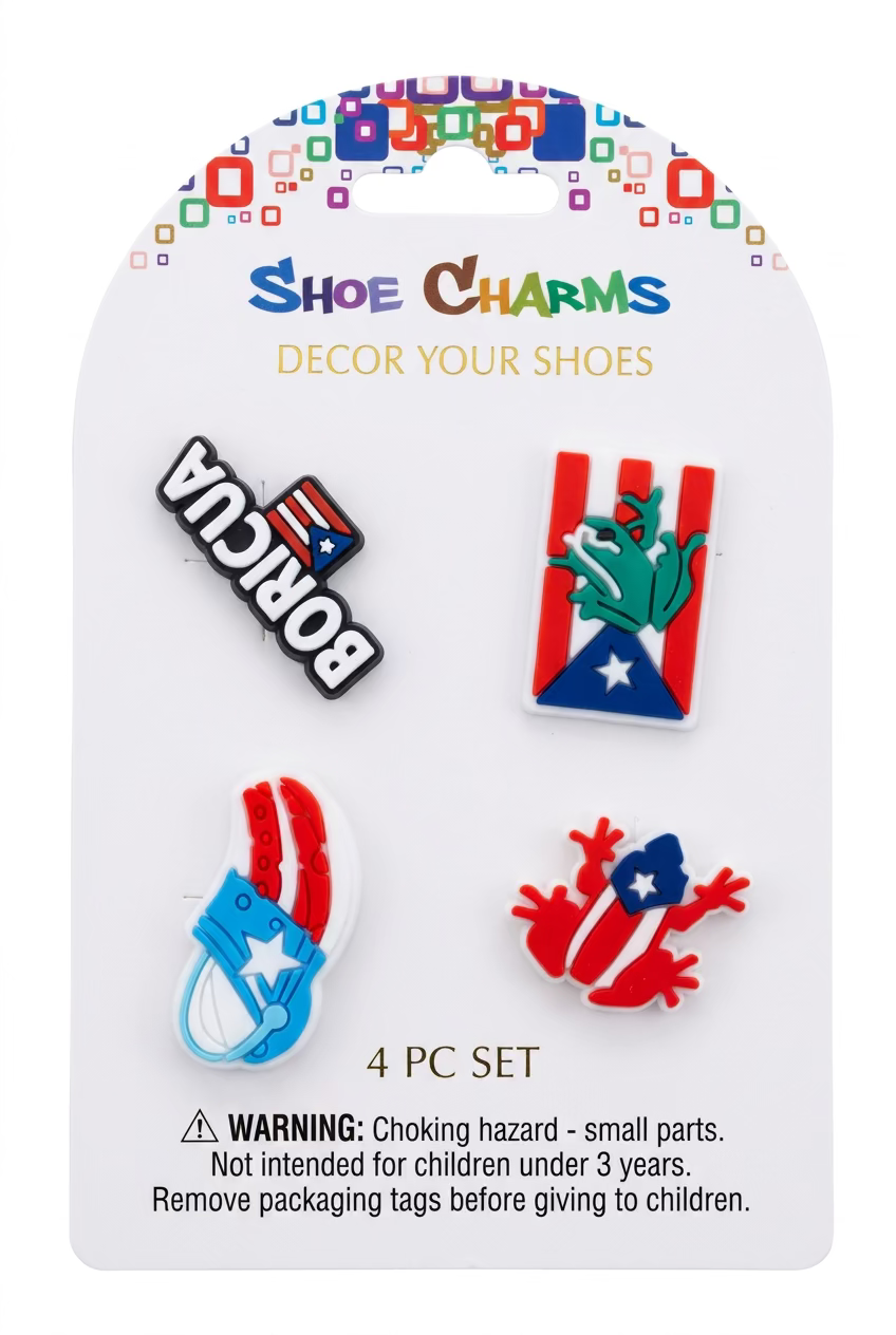 Clog Shoes Charms - Fun Shoe Decoration Sets (Boricua & Frog Styles)