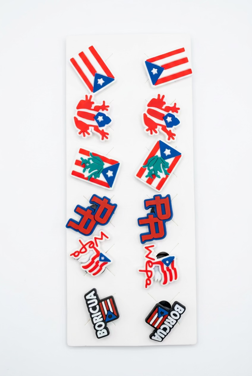 Clog Shoes Charms - Fun Shoe Decoration Sets (Boricua & Frog Styles)