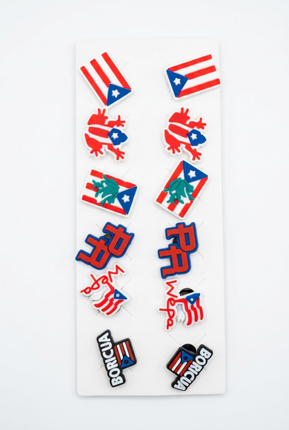 Clog Shoes Charms - Fun Shoe Decoration Sets (Boricua & Frog Styles)