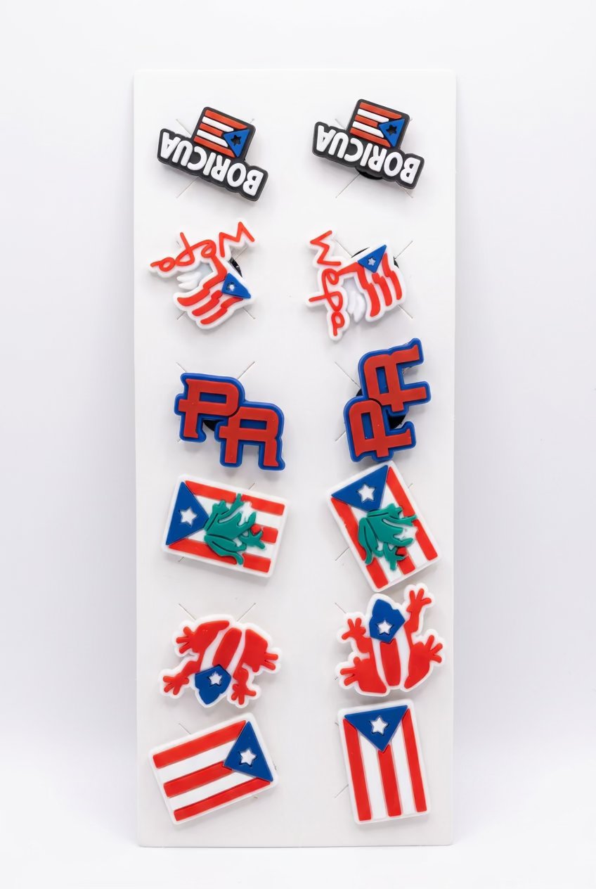 Clog Shoes Charms - Fun Shoe Decoration Sets (Boricua & Frog Styles)