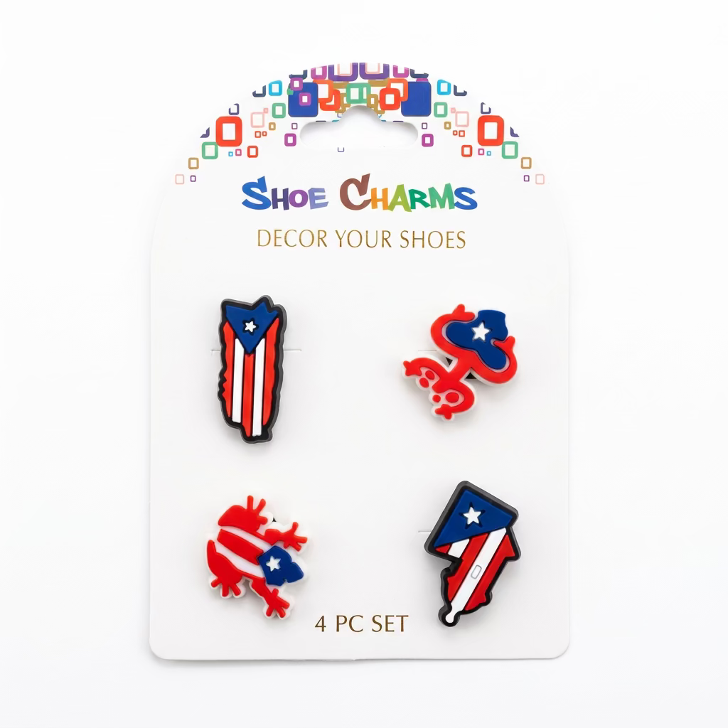 Clog Shoes Charms - Fun Shoe Decoration Sets (Boricua & Frog Styles)