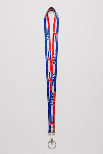 Cuba Flag Lanyard with ID Holder Keychain