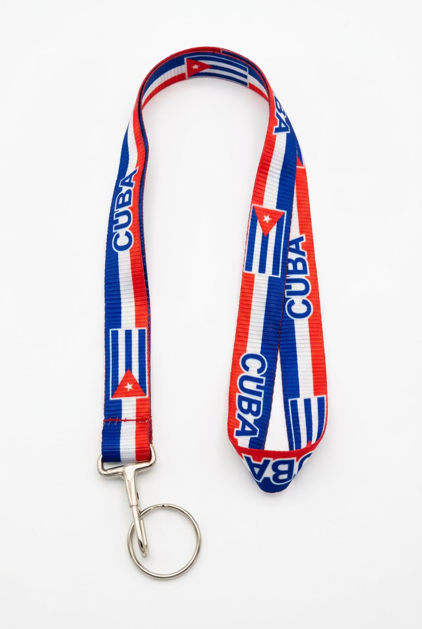 Cuba Flag Lanyard with ID Holder Keychain