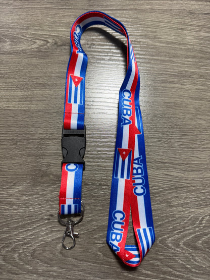 Cuba Flag Lanyard with ID Holder Keychain