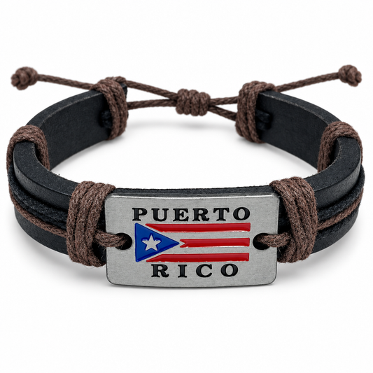 Alternate black leather brown thread bracelet photo