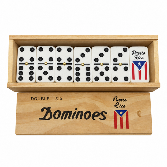 Cleaned white-background photo of the Puerto Rico Flag Dominoes set