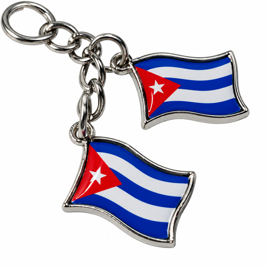 Cuba double flag keychain