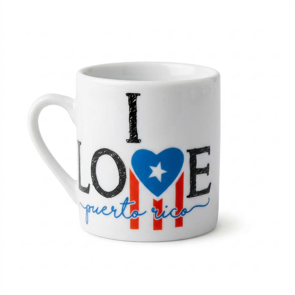 I Love Puerto Rico cup studio image