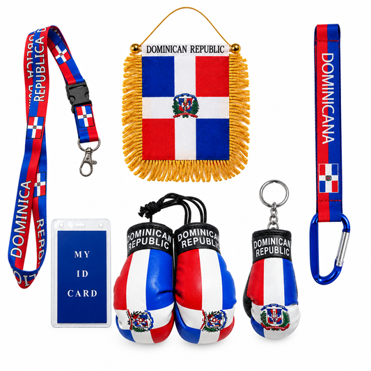 Dominican Republic pride gift bundle 5 pieces on white background