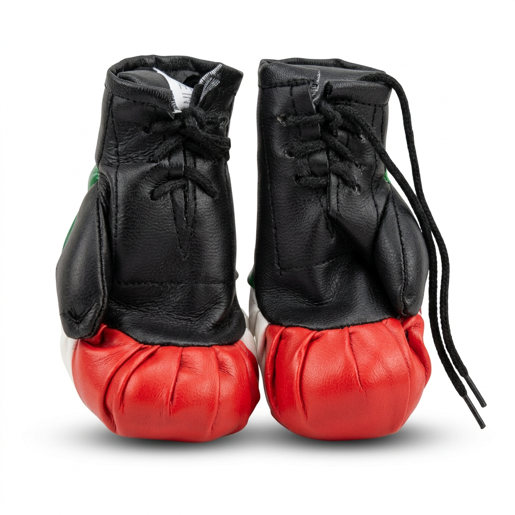 Polished rear view of Mexico mini boxing gloves