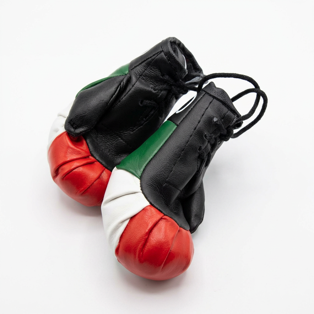 Polished side view of Mexico mini boxing gloves