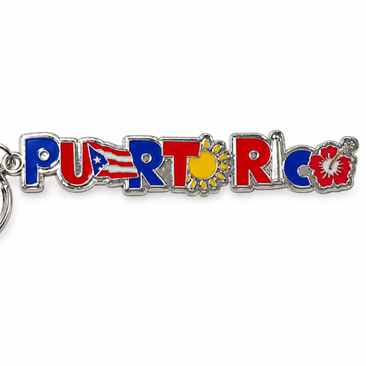 Puerto Rico Amapola flower keychain on white