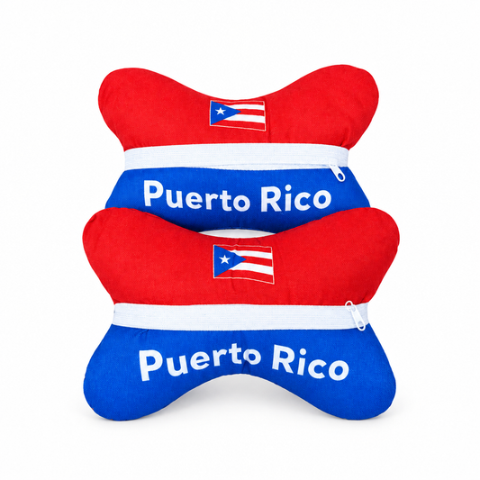 Puerto Rico car headrest pillow two-pack on white