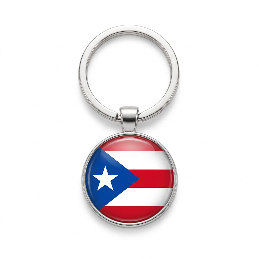 Puerto Rico flag keychain on a white background