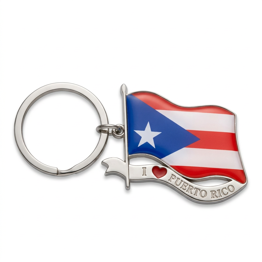 Puerto Rico flag keychain on white