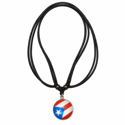 Puerto Rico flag necklace on white background