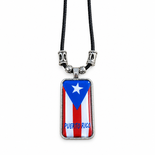 Puerto Rico flag pendant necklace on white
