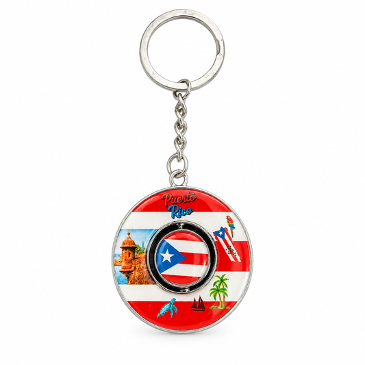 Puerto Rico graphic flag keychain on white