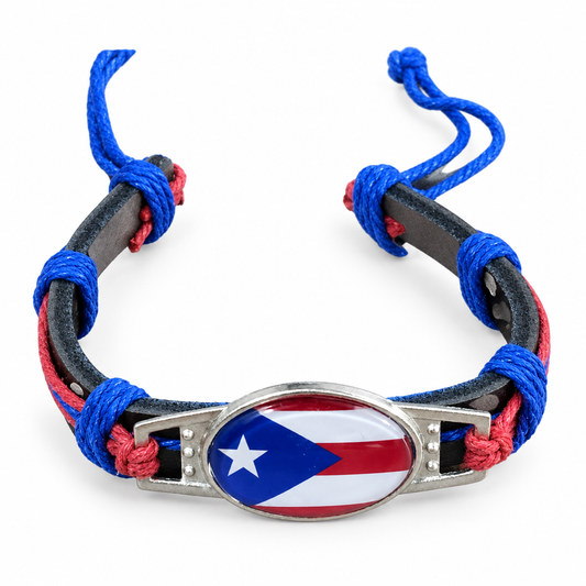 Puerto Rico oval flag bracelet on white