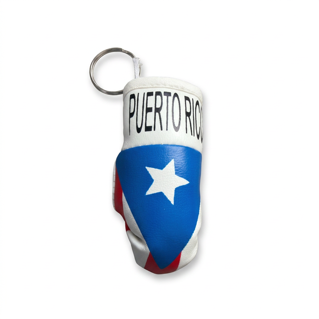 Puerto Rico small boxing glove keychain on white