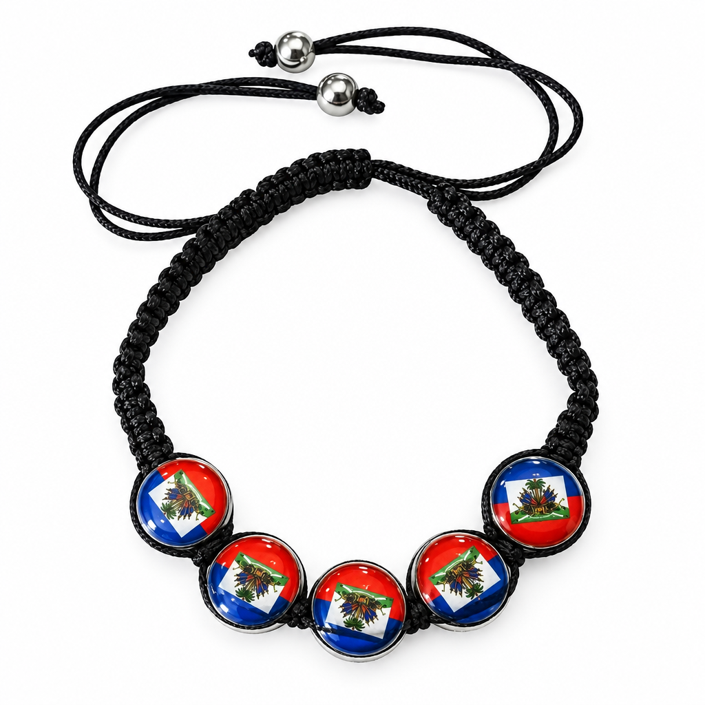 Santo Domingo macrame bracelet on white background