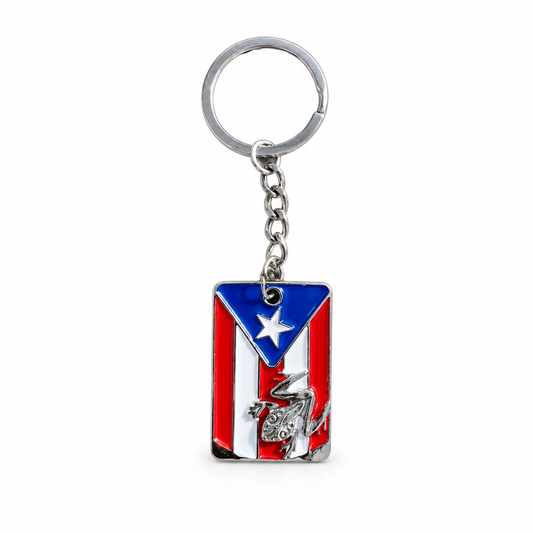 Silver-tone Coquí keychain photo cleanup