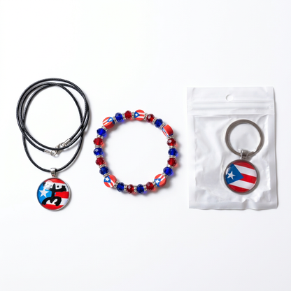 White-background Puerto Rico three-piece accessory set